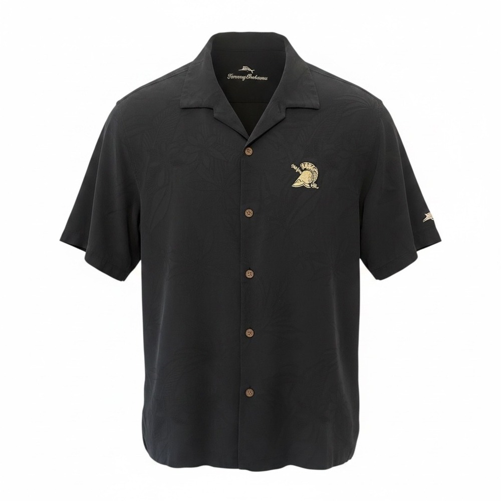 Tommy Bahama West Point Army Black Knights Silk Camp Shirt Black Mens Large